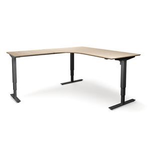 Hev og senk hjørneskrivebord  Atlanta Trend, venstre, LxB 2000x1800 mm, eik/svart Hev og senk hjørneskrivebord  Atlanta Trend, venstre, LxB 2000x1800 mm, eik/svart