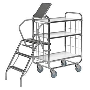 Keräilyvaunu Ven, tikkailla, 3 hyllytasoa, PxLxK 1195x470x1120 mm Keräilyvaunu Ven, tikkailla, 3 hyllytasoa, PxLxK 1195x470x1120 mm