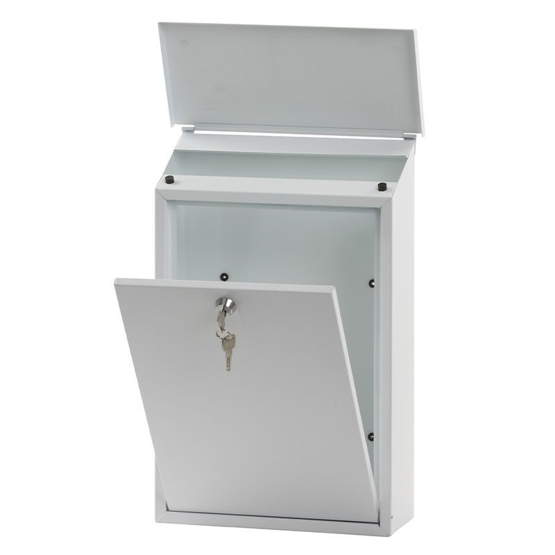 Brevlåda med lås, BxDxH 280x115x400 mm, vit | Gerdmans