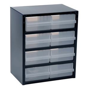 Sortimentskåp i plåt, 8 lådor, djup 250 mm