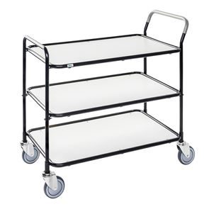 Bordvogn Gotland, med 3 laminathyller, hvit, svart stativ