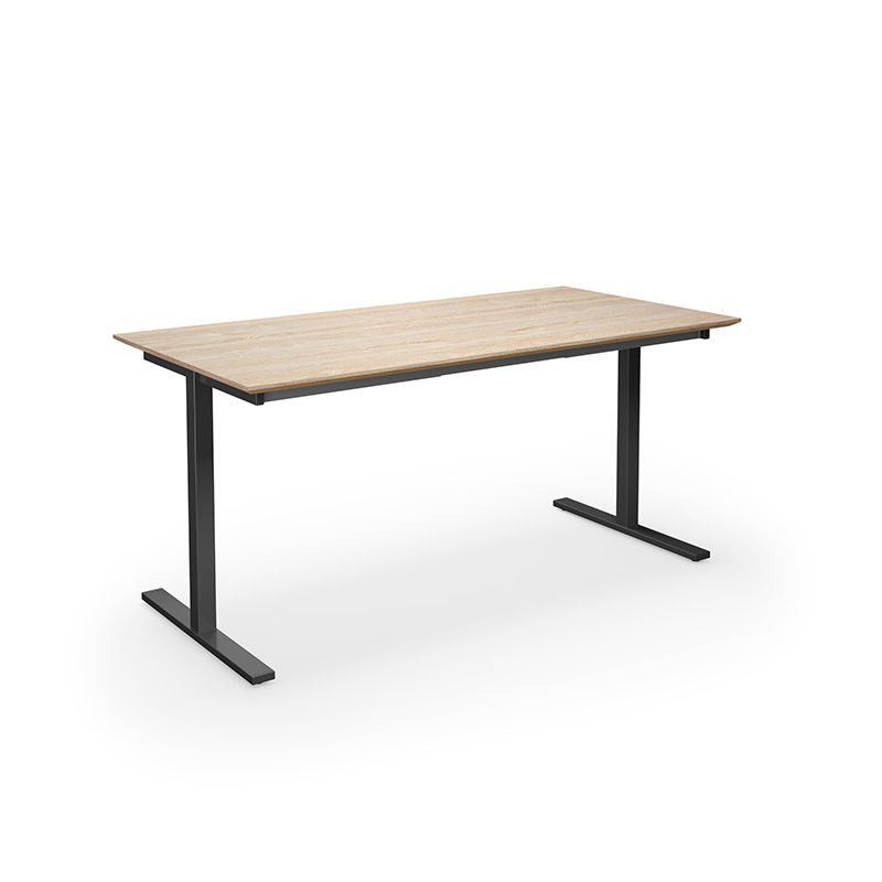 Bord DUO-T Trend, rak skiva, raka hörn, LxB 1600x800 mm, ek/svart ...