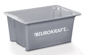 Lagerkasse Louise, volumen 34 l, 3-pak, vægge og bund lukkede, grå Lagerkasse Louise, volumen 34 l, 3-pak, vægge og bund lukkede, grå