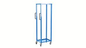 Backställ CustomLine, LxBxH 575 x 405 x 1680 mm, ljusblå RAL 5012