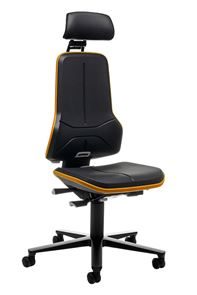 Ergonomiskkontorstol Ela, synkronvippe, PU-skum, orange flexbånd