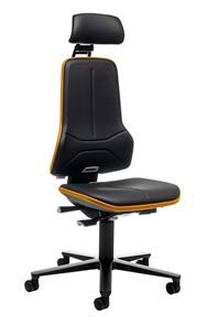 Ergonomiskkontorstol Ela, synkronvippe, kunstlæder, orange flexbånd