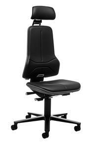 Ergonomiskkontorstol Ela, synkronvippe, kunstlæder, gråt flexbånd