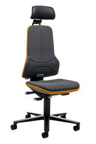 Ergonomiskkontorstol Ela, synkronvippe, Supertec®, orange flexbånd