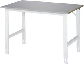 Arbeidsbord Rickard, understell 60 x 30 mm, plate i rustfritt stål, BxD 1250 x 800 mm