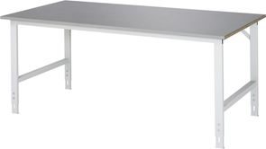 Arbeidsbord Rickard, understell 60 x 30 mm, plate i rustfritt stål, BxD 2000 x 1000 mm