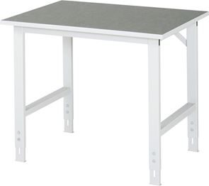 Arbeidsbord Rickard, ramme 60 x 30 mm, linoleumsplate, BxD 1000 x 800 mm, lysegrå