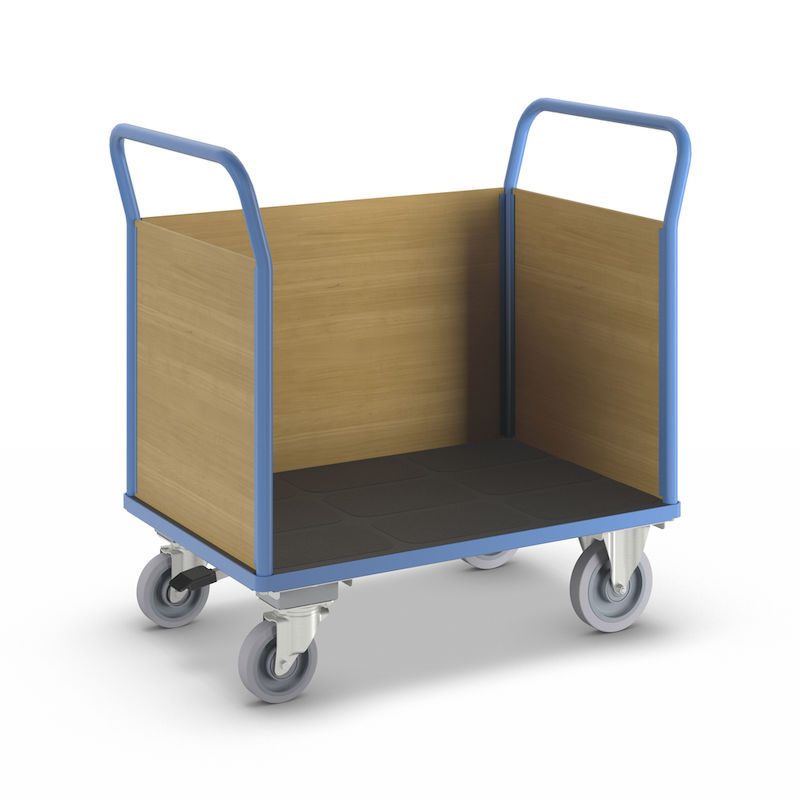 Platformsvogn Line, med 3 høje sider, centralbremse, LxB 1150 x 700 mm ...