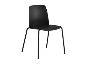 Stol Helmer, sits/ryggstöd i plast, 4-pack, sits svart, underrede svart Stol Helmer, sits/ryggstöd i plast, 4-pack, sits svart, underrede svart