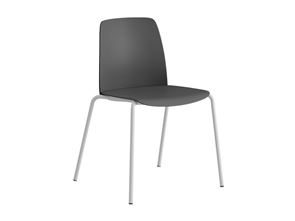 Stol Helmer, sits/ryggstöd i plast, 4-pack, sits mörkgrå, underrede vitt Stol Helmer, sits/ryggstöd i plast, 4-pack, sits mörkgrå, underrede vitt