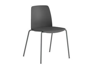 Stol Helmer, sits/ryggstöd i plast, 4-pack, sits mörkgrå, underrede silver Stol Helmer, sits/ryggstöd i plast, 4-pack, sits mörkgrå, underrede silver