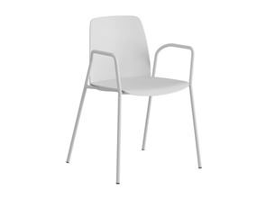 Stol Helmer, sits/ryggstöd i plast, 4-pack, sits vit, underrede vitt, med armstöd Stol Helmer, sits/ryggstöd i plast, 4-pack, sits vit, underrede vitt, med armstöd