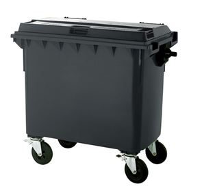 Avfallscontainer i plast, DIN EN 840 Vilma, volum 660 l, BxHxD 1360 x 1235 x 765 mm, antrasittgrå, fra 5 stk