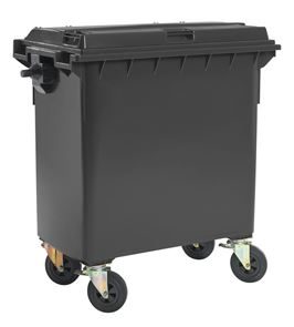 Avfallscontainer i plast, DIN EN 840 Vilma, volum 770 l, BxHxD 1360 x 1330 x 770 mm, antrasittgrå, fra 5 stk