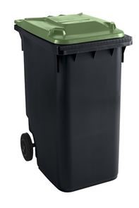 Soptunna av plast, DIN EN 840, 360 l, BxDxH 665 x 880 x 1115 mm, antracitgrå/grön