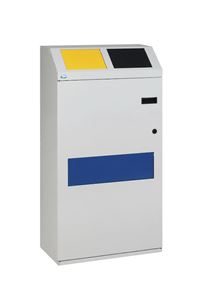 Källsorteringsskåp Belinda, skåp med tre fack, volym 100 liter, ljusgrå Källsorteringsskåp Belinda, skåp med tre fack, volym 100 liter, ljusgrå