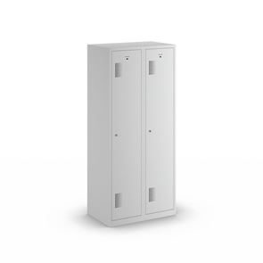 Klädskåp Amsterdam, 2 sektioner, ljusgrå, bredd 800 mm, cylinderlås