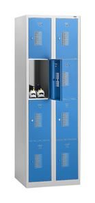 Lokerokaappi, 4 lokeroa Amsterdam, 2 osiota, vaaleanharmaa/vaaleansininen, L 800 mm, 8 lokeroa, sylinterilukko