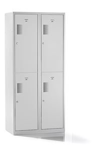 Klädskåp med två fack Amsterdam, 2 sektioner, bredd 800 mm, 4 fack, ljusgrå