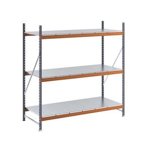 Lagerreol Aleyna, belastning pr. sektion 1600 kg, med stålpladehylder, HxBxD 2000 x 1900 x 800 mm, grundsektion