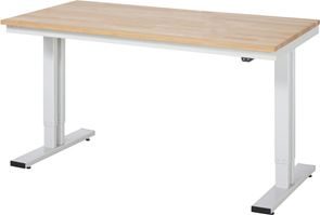 Arbeidsbord, elektrisk, høydejuseterbart, lastekapasistet 300 kg Dagfinn, høyde 720 – 1120 mm, massiv bøkeplate, BxD 1500 x 800 mm