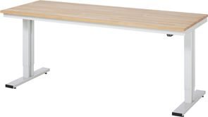Arbeidsbord, elektrisk, høydejuseterbart, lastekapasistet 300 kg Dagfinn, høyde 720 – 1120 mm, massiv bøkeplate, BxD 2000 x 800 mm