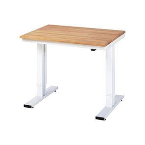 Arbeidsbord, elektrisk, høydejuseterbart, lastekapasistet 300 kg Dagfinn, høyde 720 – 1120 mm, massiv bøkeplate, BxD 1000 x 800 mm