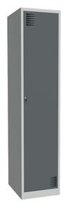 Garderobeskap, 2 delt Alvina, 1 seksjon, lysegrå / basaltgrå, bredde 400 mm, sylinderlås