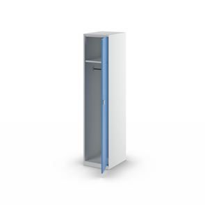 Garderobeskap Alvina, 1 seksjon, lysegrå / lyseblå, bredde 400 mm, roterende låsebolt