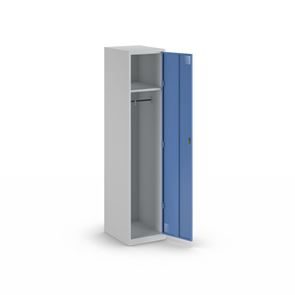 Garderobeskap Alvina, 1 seksjon, lysegrå / lyseblå, bredde 400 mm, sylinderlås