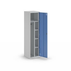 Rengjøringsskap Alvina, midtre skillevegg, lysegrå / lyseblå, sylinderlås