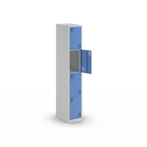 Småromsskap Alvina, 1 seksjon, lysegrå / lyseblå, bredde 300 mm, sylinderlås