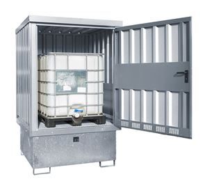Miljöskåp för fat, 1x1000 liter IBC, galvad