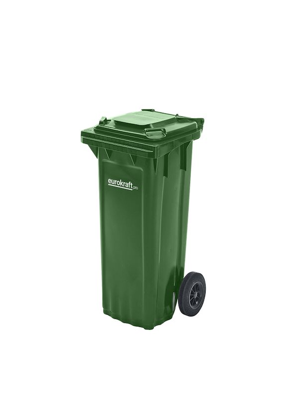 Avfallsbeholder av plast, DIN EN 840, 80 l, BxDxH 514 x 448 x 932 mm, grønn