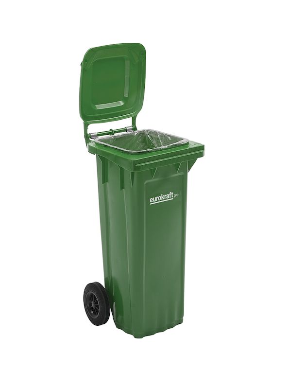 Avfallsbeholder av plast, DIN EN 840, 80 l, BxDxH 514 x 448 x 932 mm, grønn