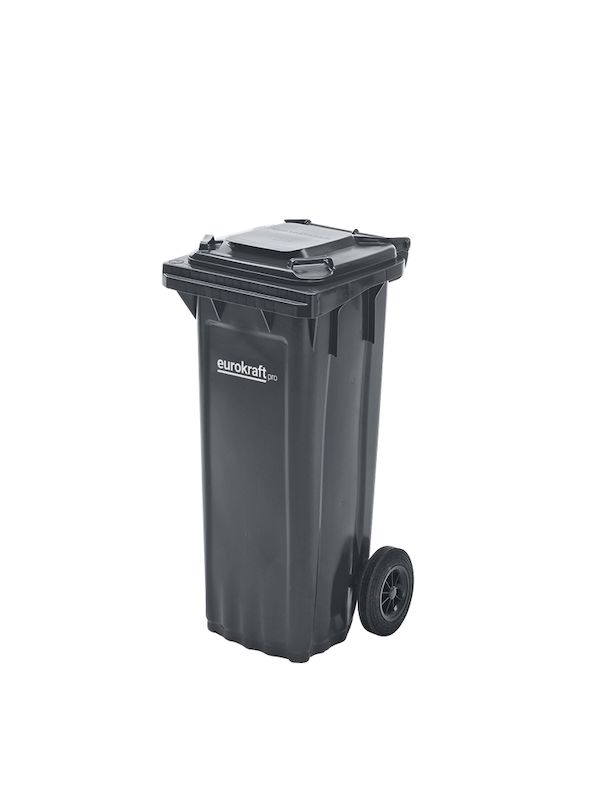 Avfallsbeholder av plast, DIN EN 840, 80 l, BxDxH 514 x 448 x 932 mm, antrasittgrå