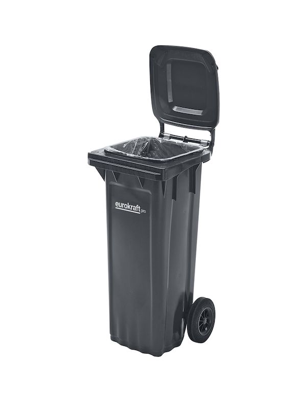 Avfallsbeholder av plast, DIN EN 840, 80 l, BxDxH 514 x 448 x 932 mm, antrasittgrå