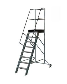 Mobil trappa med räcke, H 1600 mm, 8 steg