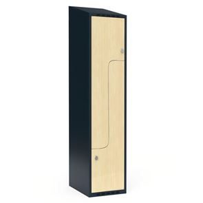 Z-skåp Fydor SMZ, 400x550x1900 mm, 2 dörrar i 1 skåp, sluttande tak, ant/björk 