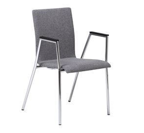 Konferansestol  Cadeira, forkrommet ramme, grått stoff, 2-pk
