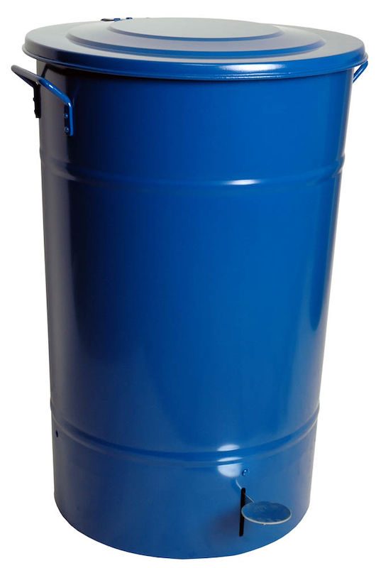 Ståltønne 30 liter, blå, med fotpedal